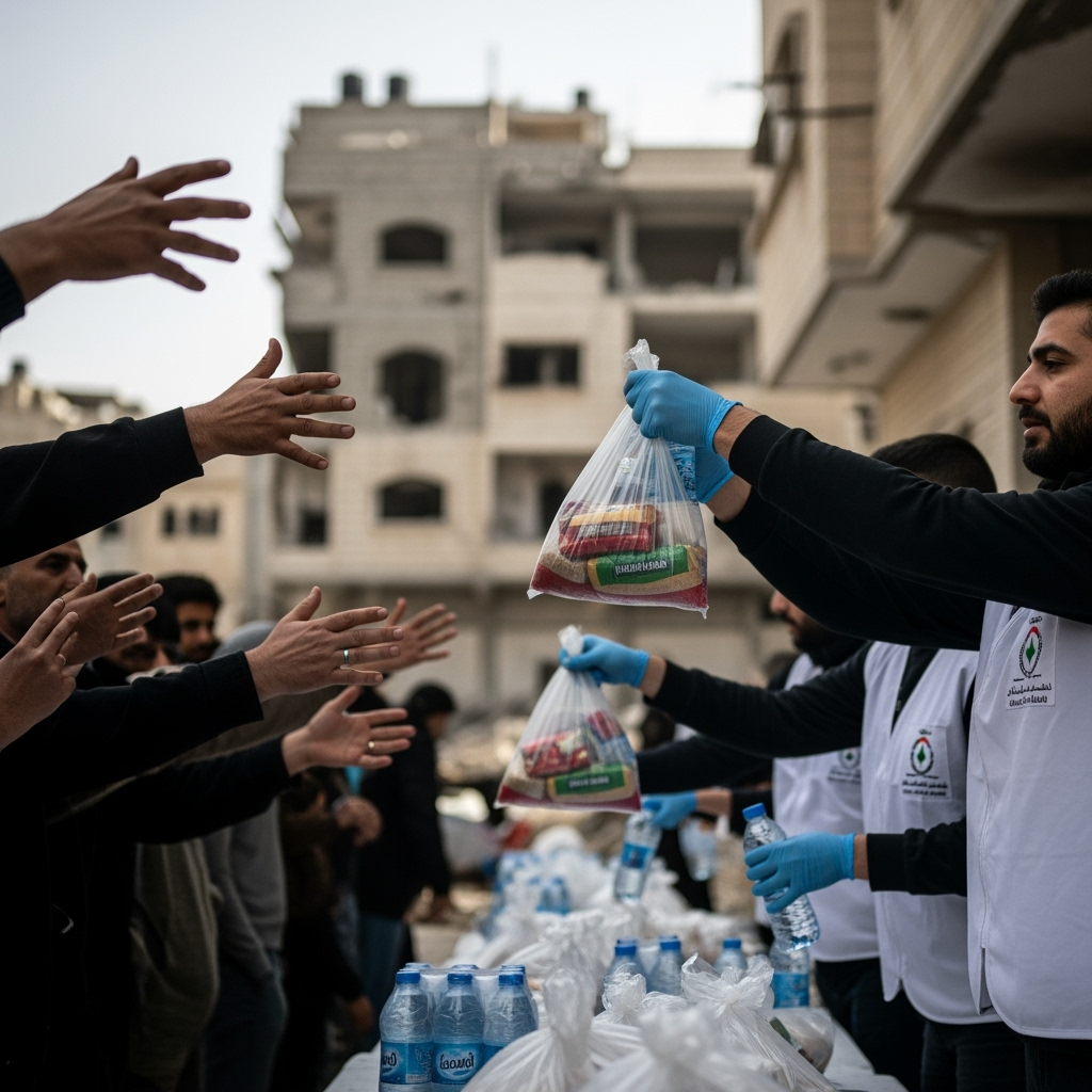 Illustration for: Humanitarian Aid and Crisis in Gaza