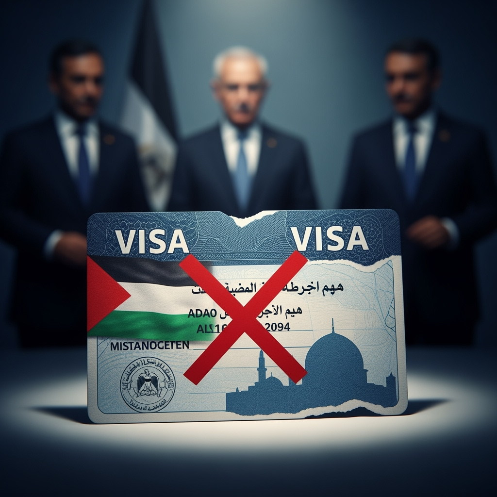 Illustration for: US Restricts Visas for Palestinian Officials