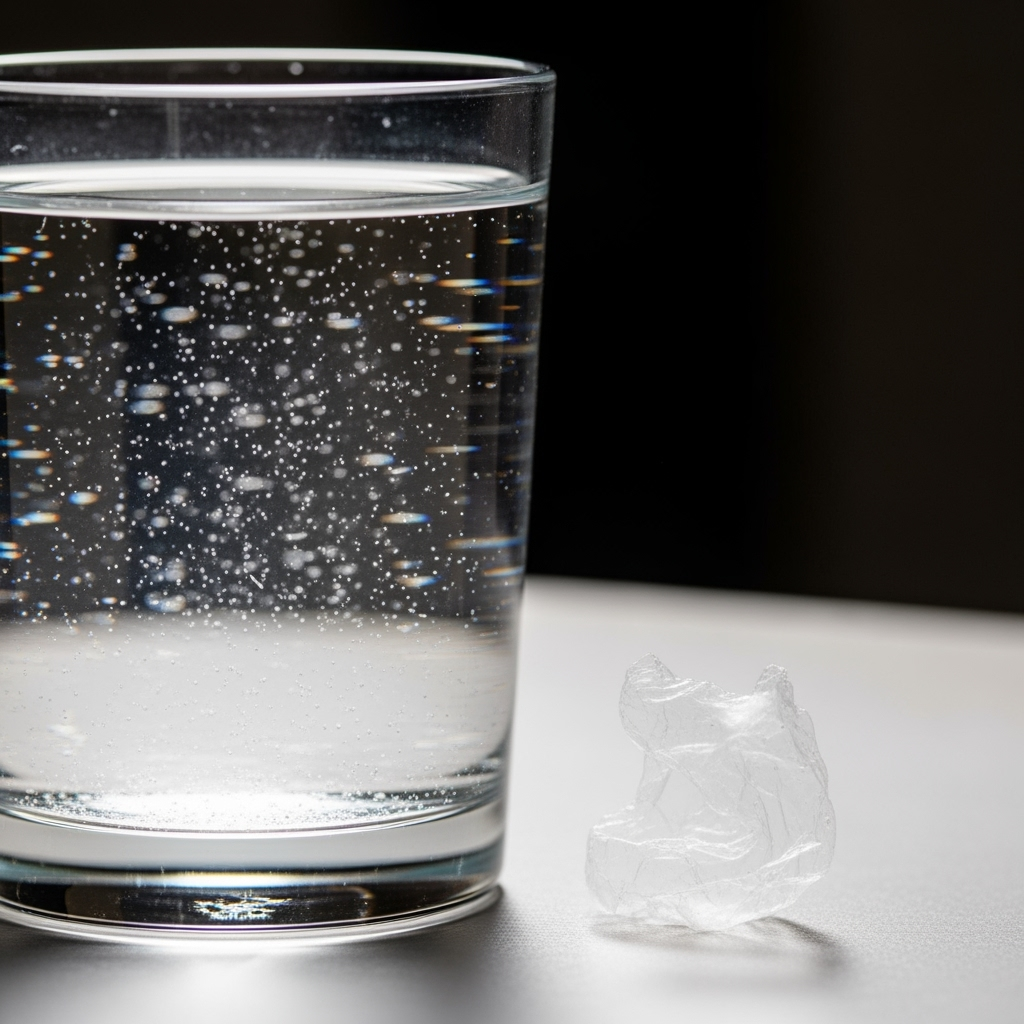 Illustration for: Health Risks of Plastic Particles in Beverages