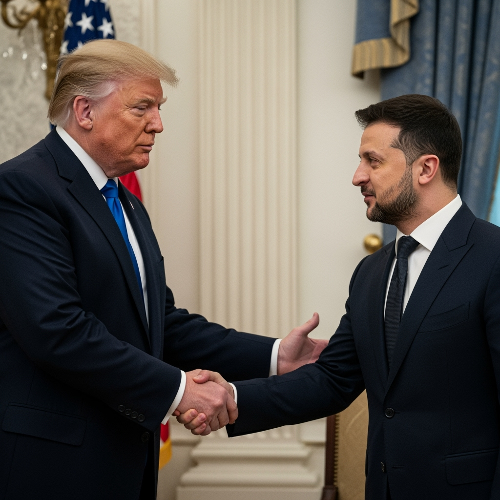Illustration for: Trump Meets Zelensky in Washington