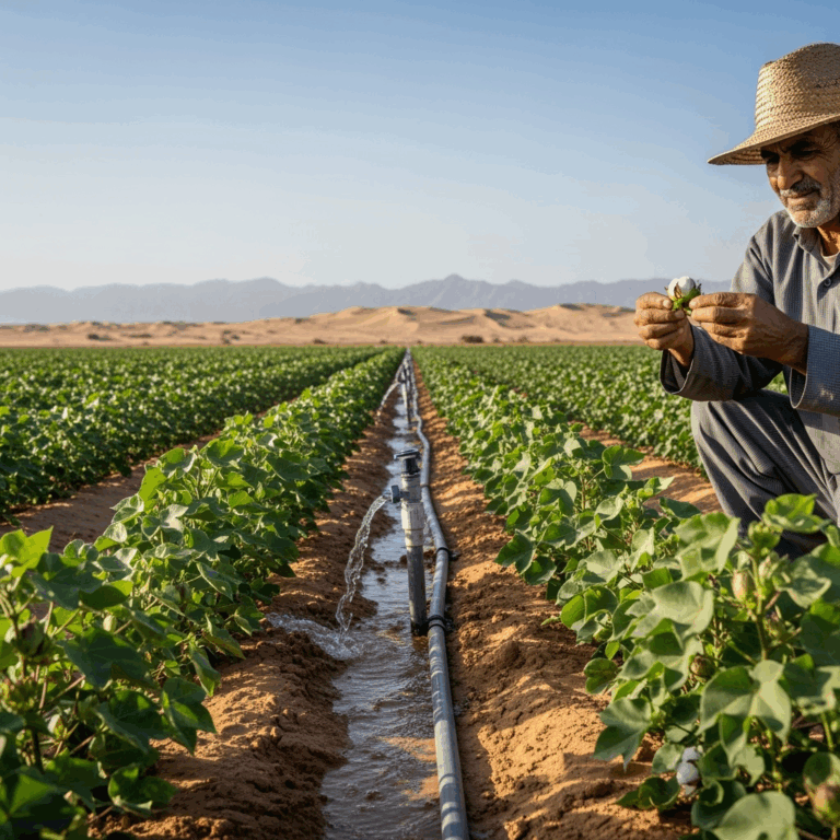 Illustration for: Egypt Advances Cotton Cultivation in Deserts