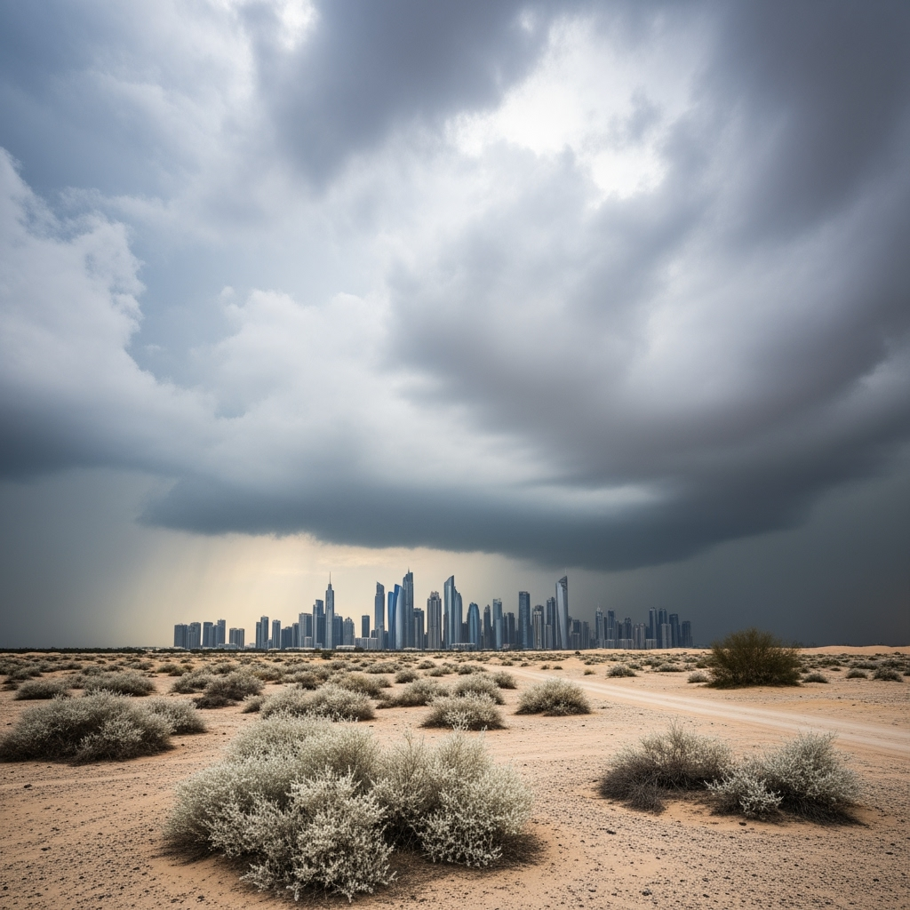 Illustration for: UAE Weather: Cloudy Skies and Potential Rain