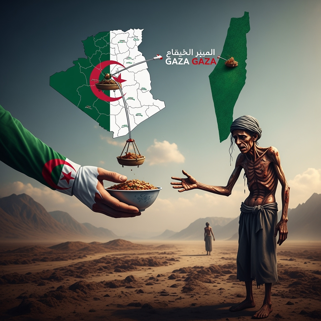 Illustration for: Algeria's Stance on Gaza's Catastrophic Famine