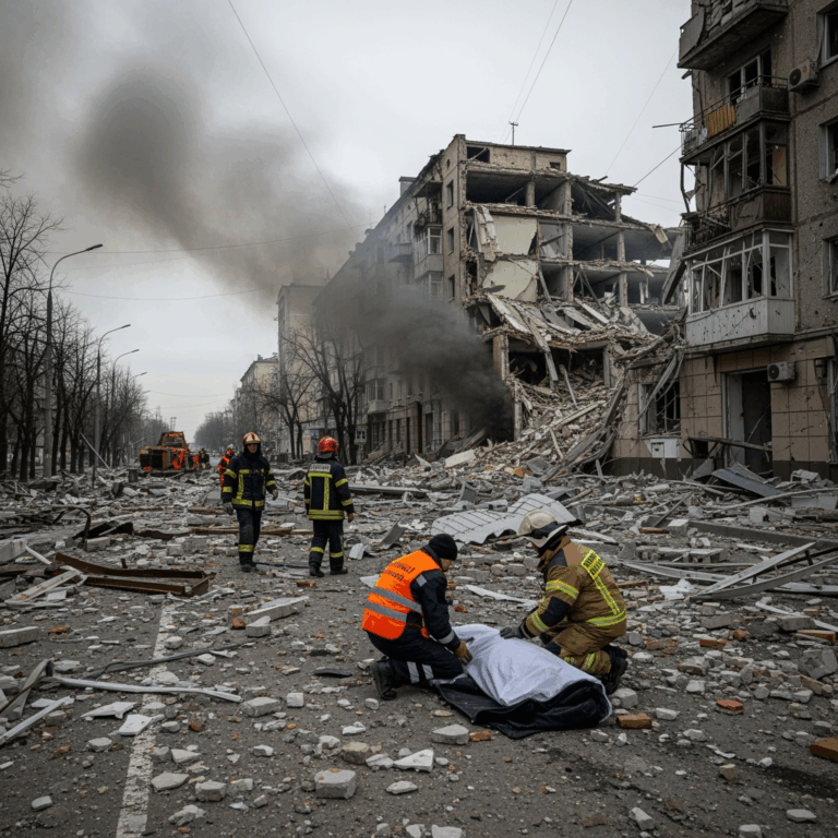 Illustration for: Russian Drone Attack Kills 5 in Kharkiv, Ukraine