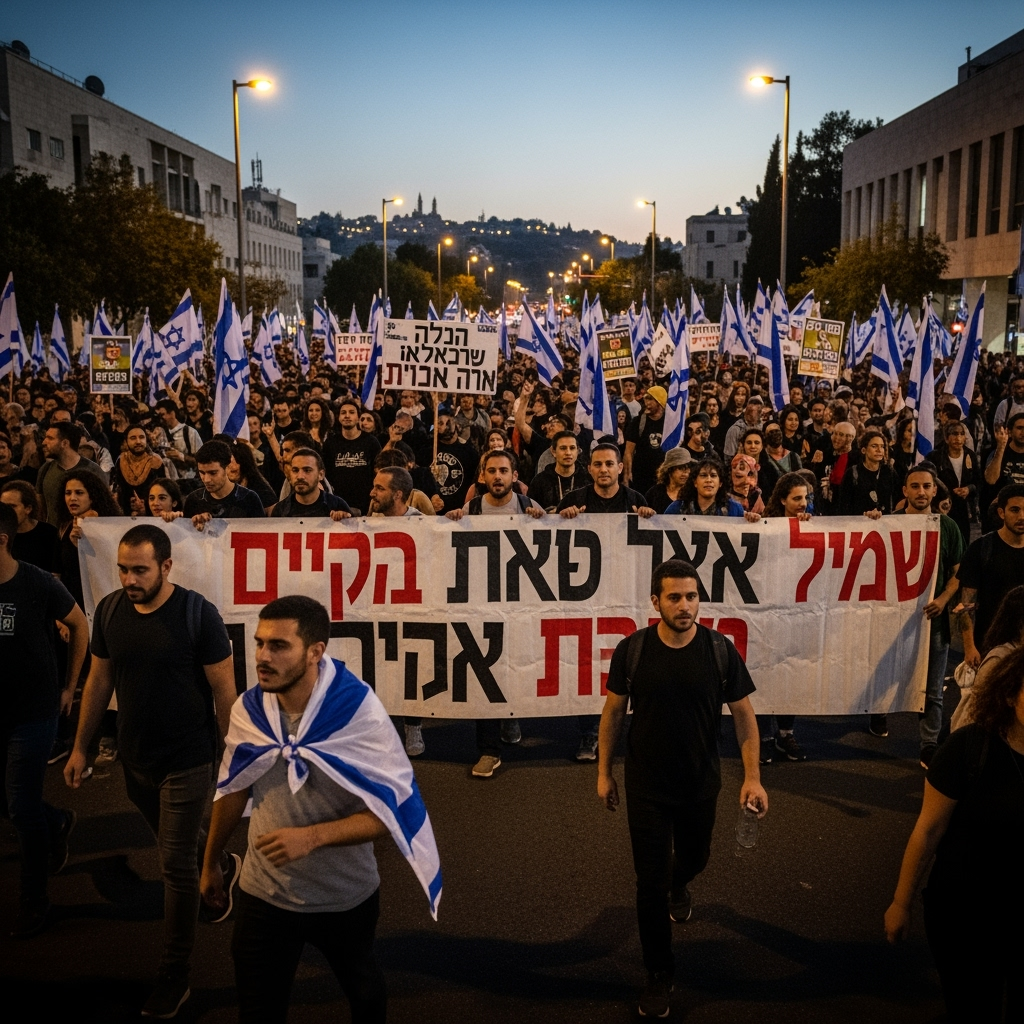 Illustration for: Protests Erupt Across Israel Demanding Change