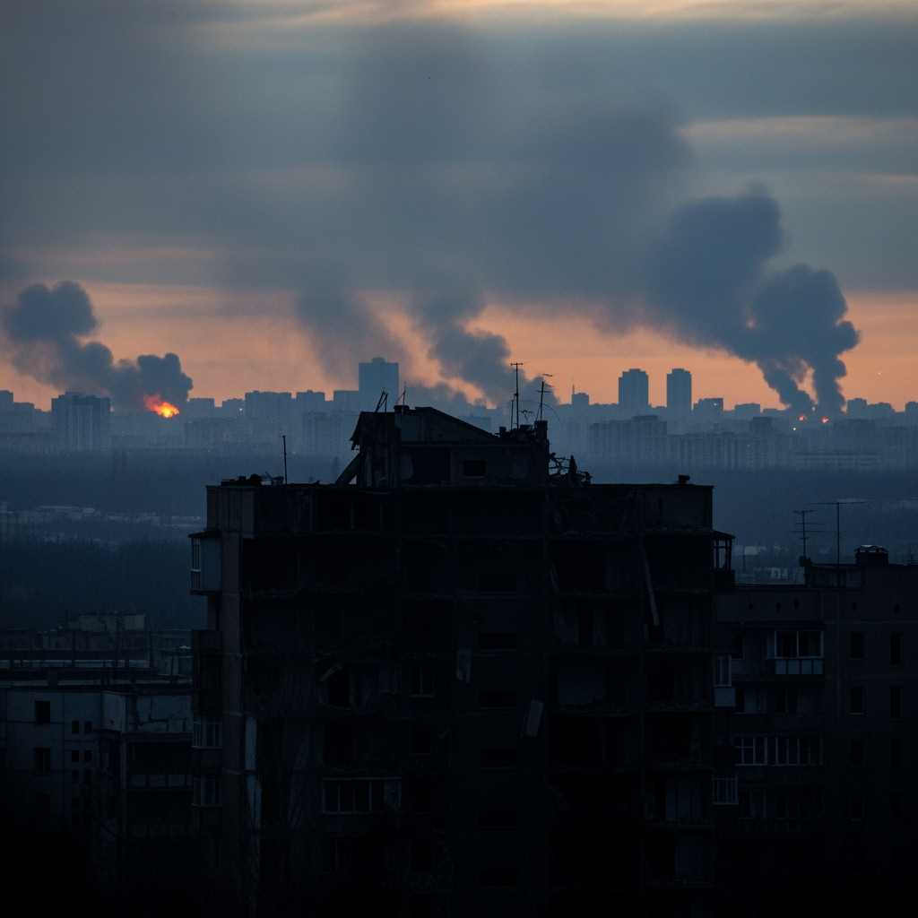 Illustration for: Kyiv and Suburbs Targeted by Raids