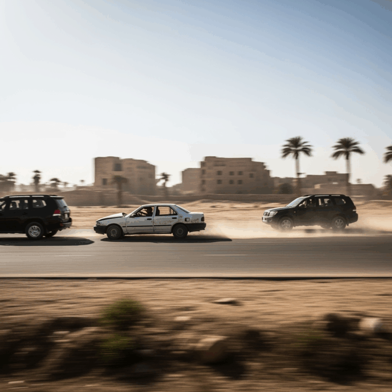 Illustration for: Viral Video Shows Car Chase and Crash in Egypt
