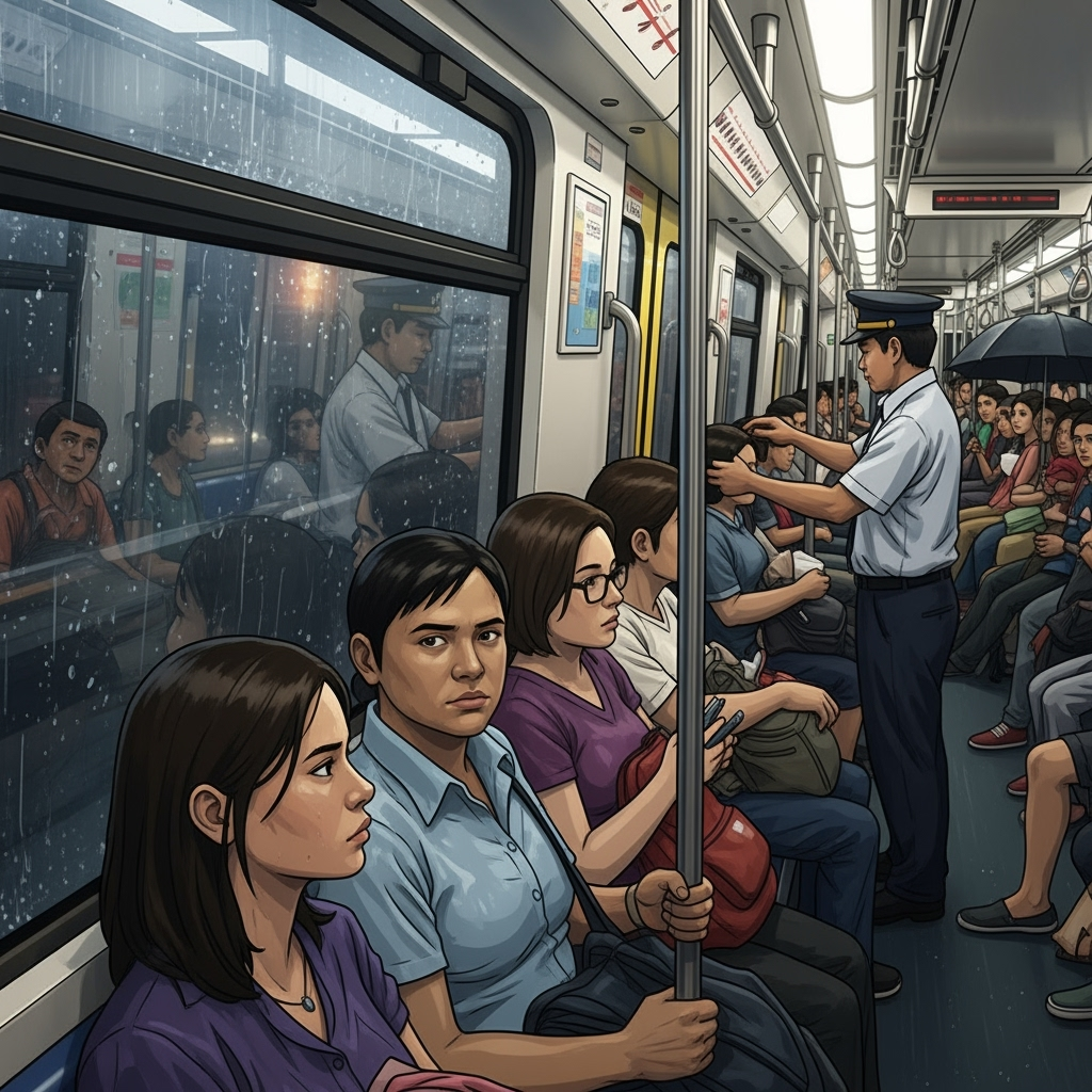 Illustration for: Free Train Rides for Metro Manila Amid Rainstorms