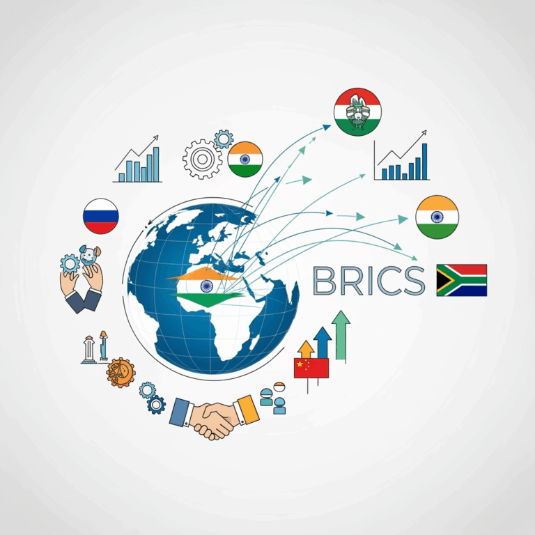 Illustration for: BRICS Summit Highlights Cooperation and Expansion
