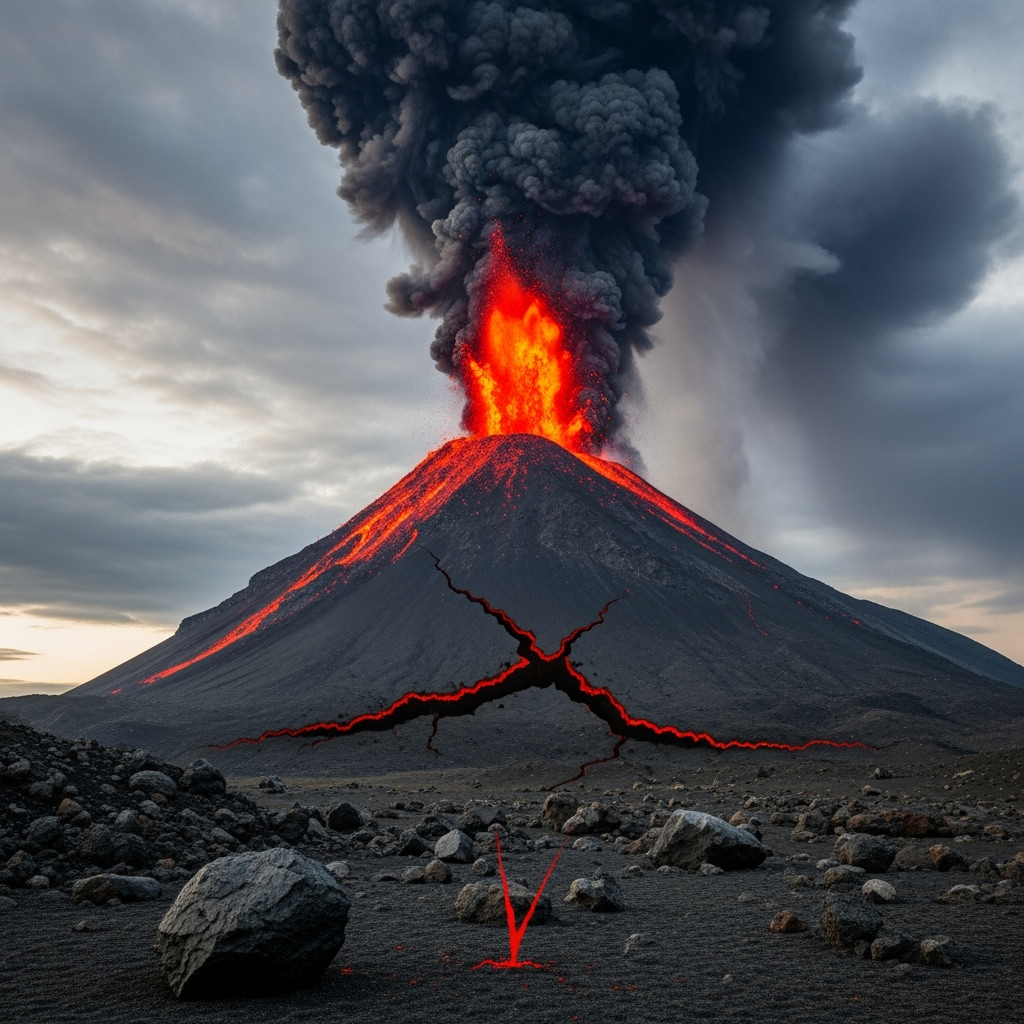 Illustration for: Volcanic Activity and Aftershocks in Kamchatka