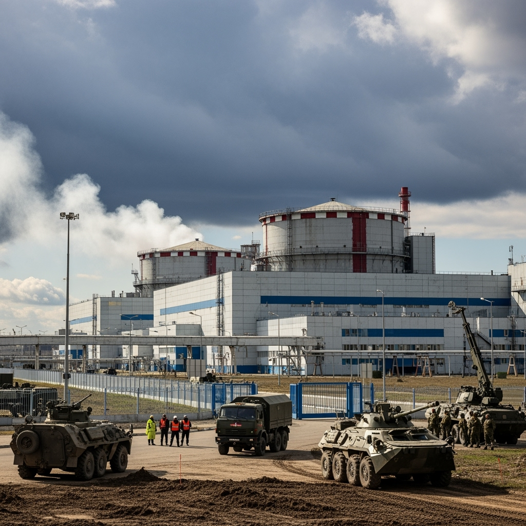 Illustration for: Fire at Kursk Nuclear Plant Due to Military Activity