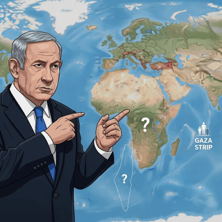 Illustration for: Netanyahu Seeks Countries to Host Gaza Residents
