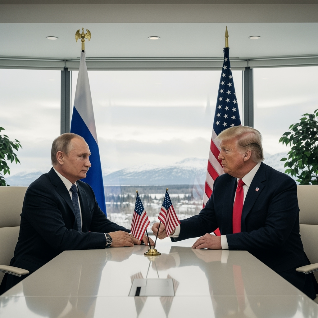 Illustration for: Historic Meeting Between Putin and Trump in Alaska