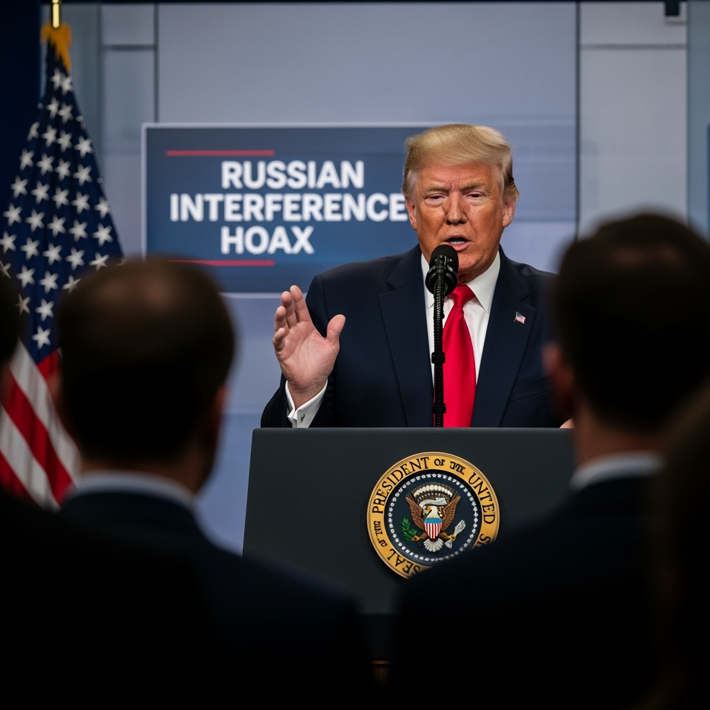 Illustration for: Trump Discusses Arrests Over Russian Interference Hoax