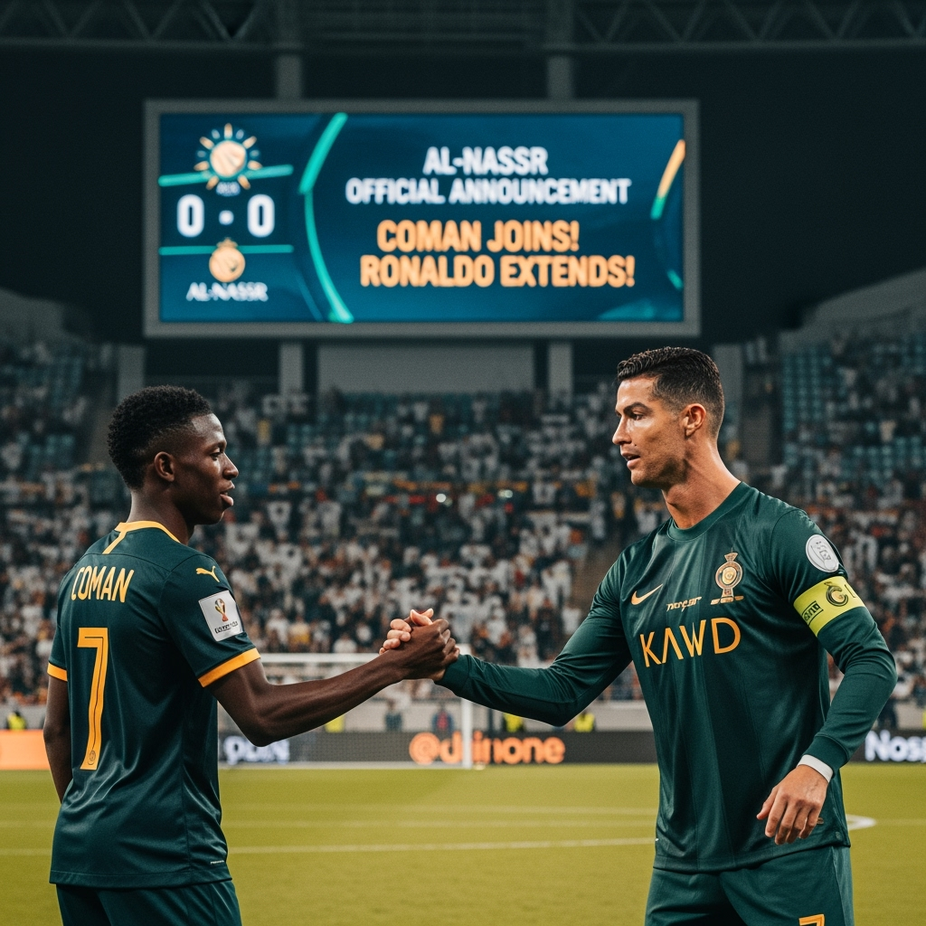 Illustration for: Coman Transfers to Al-Nassr, Ronaldo Extends Contract
