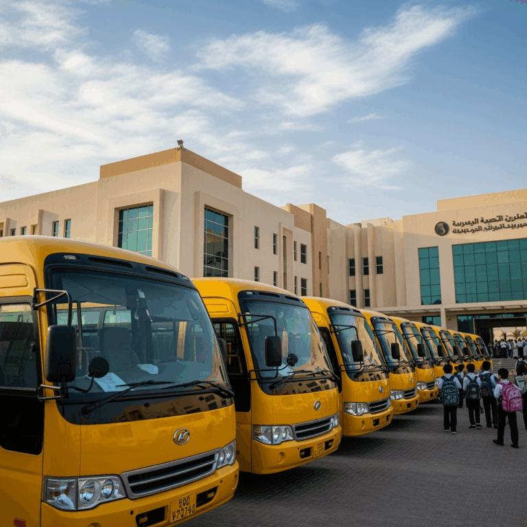Illustration for: Yellow School Buses Mark New UAE School Year