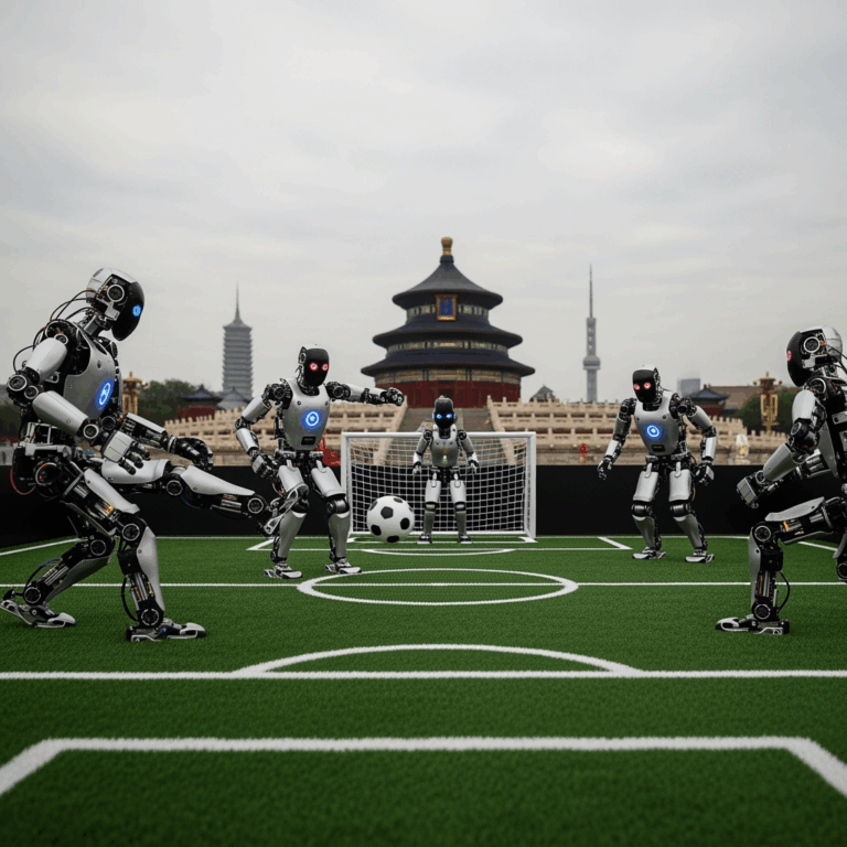 Illustration for: Robotic Football Match and Global Games in Beijing