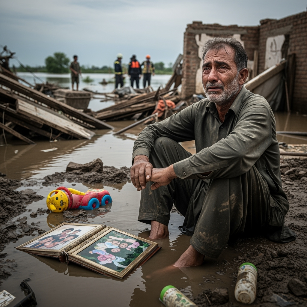 Illustration for: Tragic Floods in Pakistan: 24 Family Members Lost