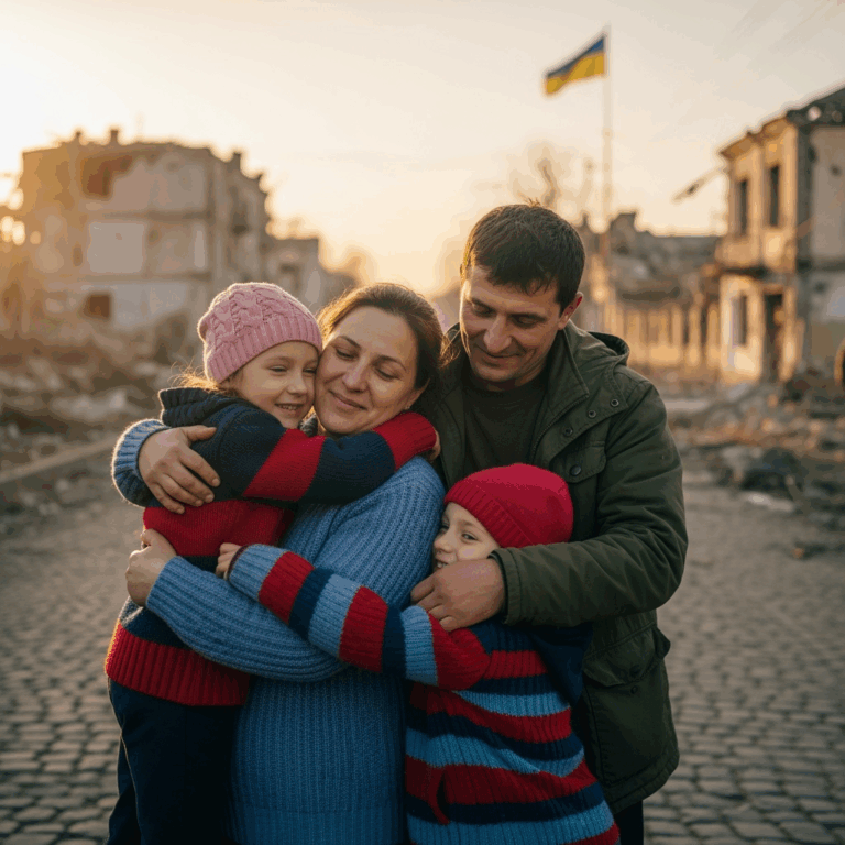 Illustration for: Children Reunite with Families in Ukraine