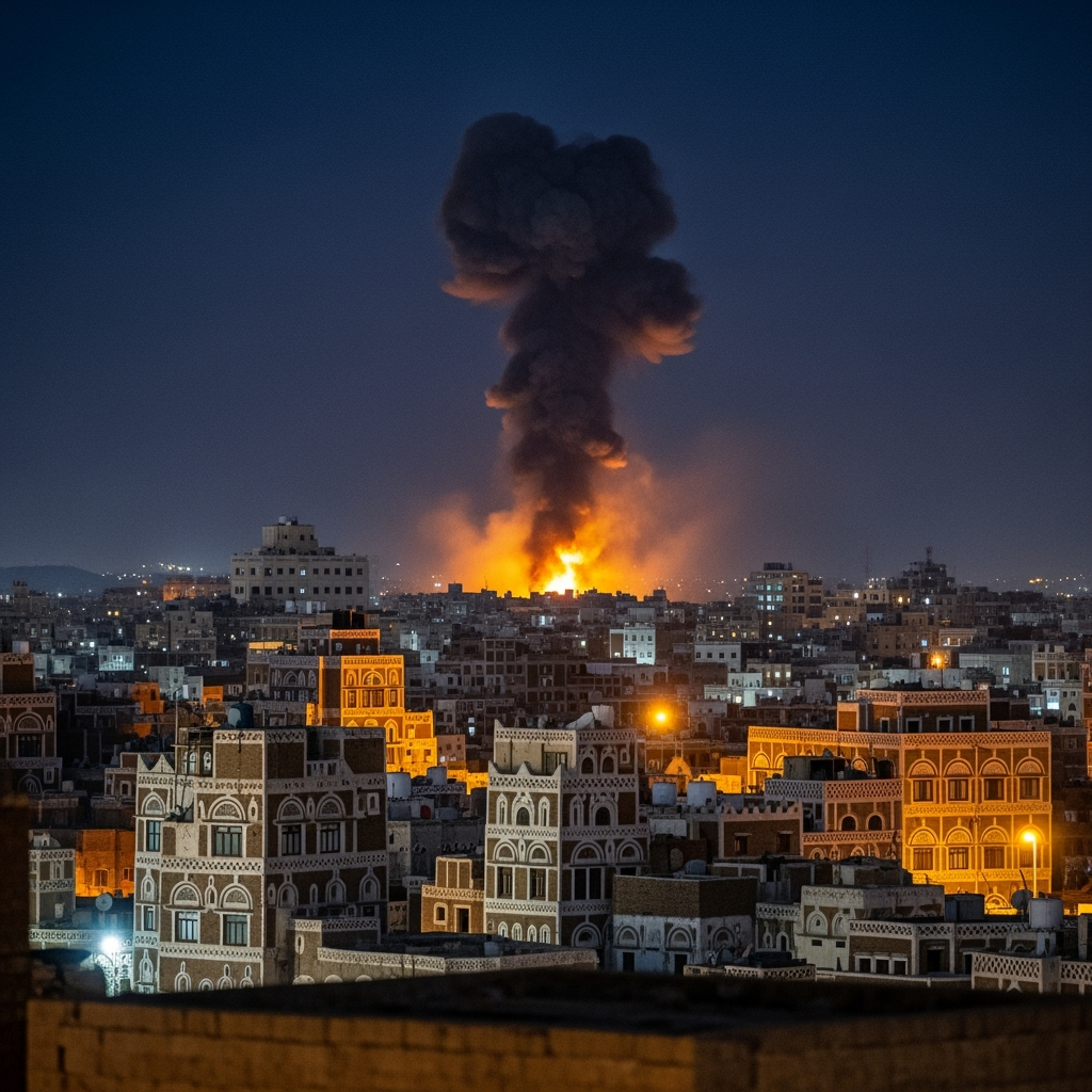 Illustration for: Israeli Airstrikes Target Houthi Military Sites in Sanaa