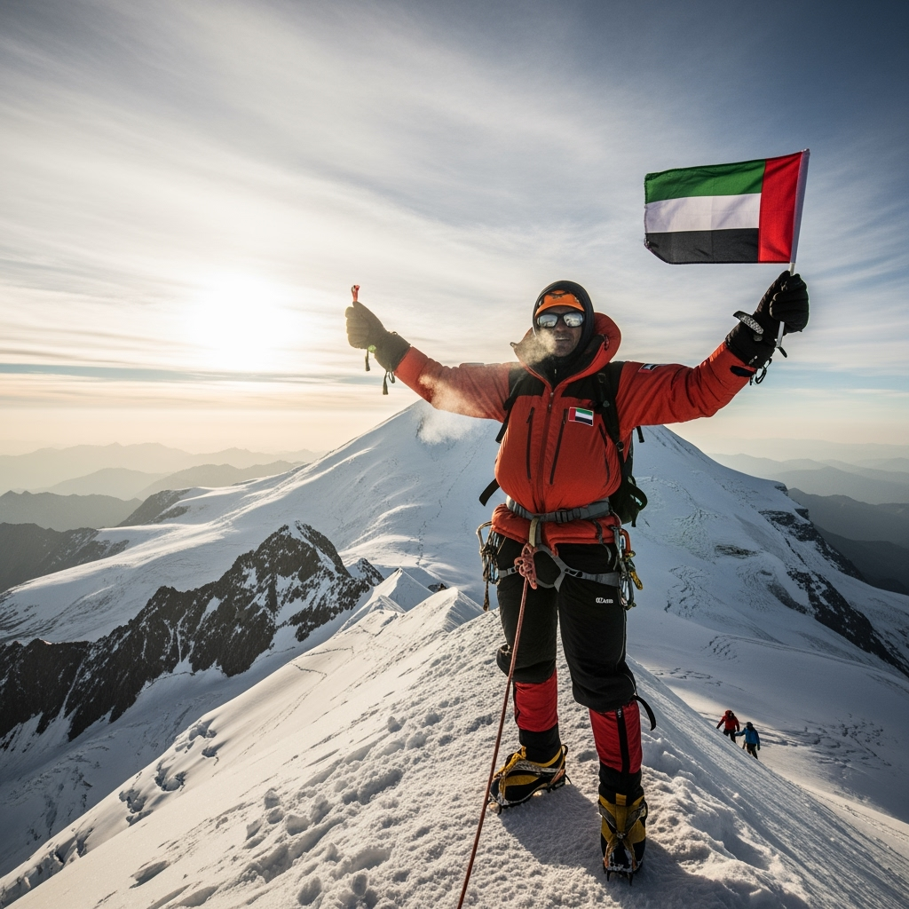 Illustration for: Emirati Adventurer Conquers Mount Elbrus