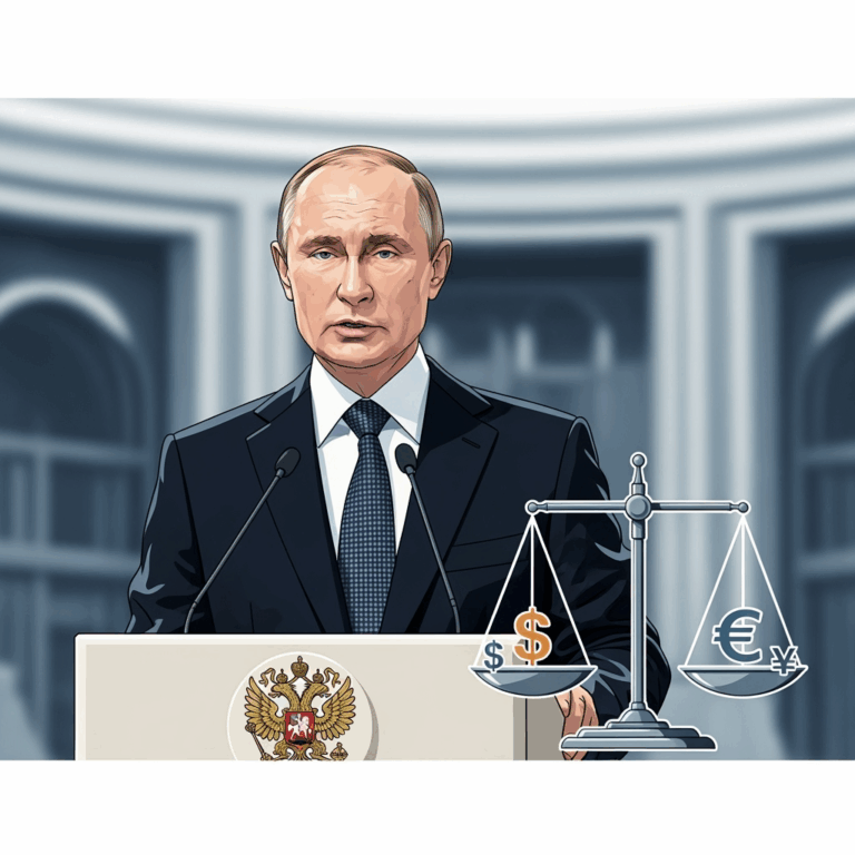 Illustration for: Putin Advocates for Fair Financial Practices