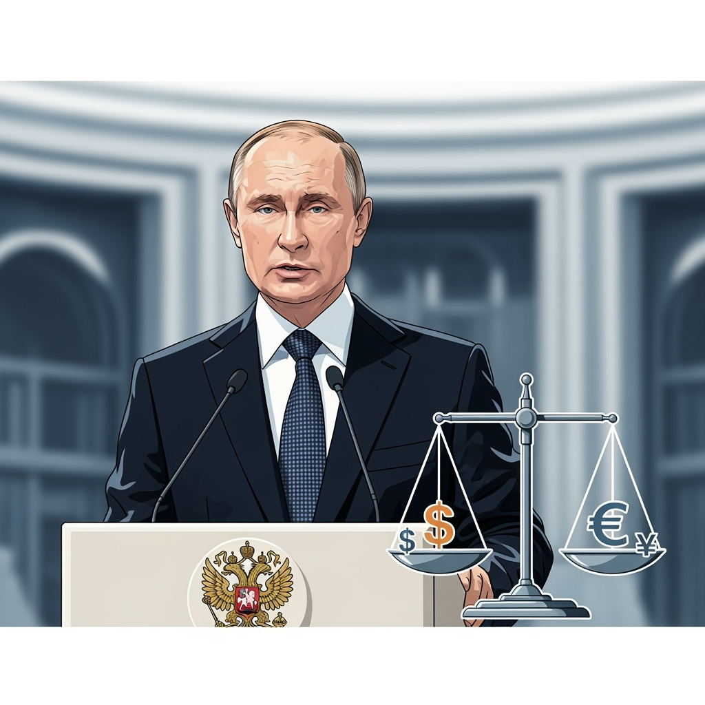 Illustration for: Putin Advocates for Fair Financial Practices