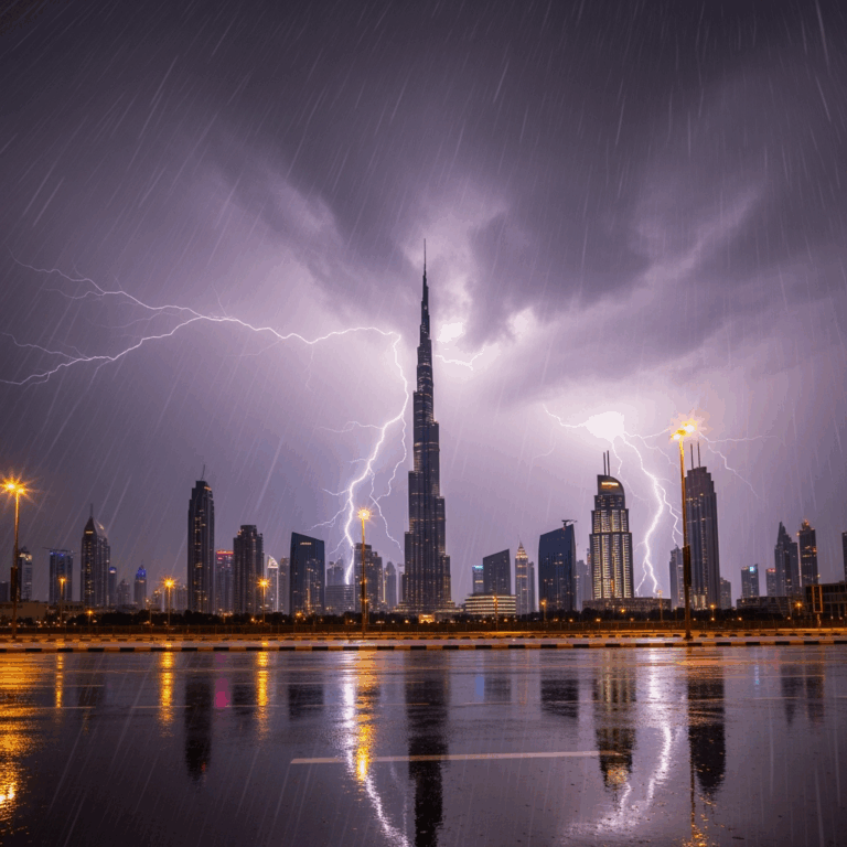 Illustration for: UAE Weather: Thunderstorms and Rain Expected