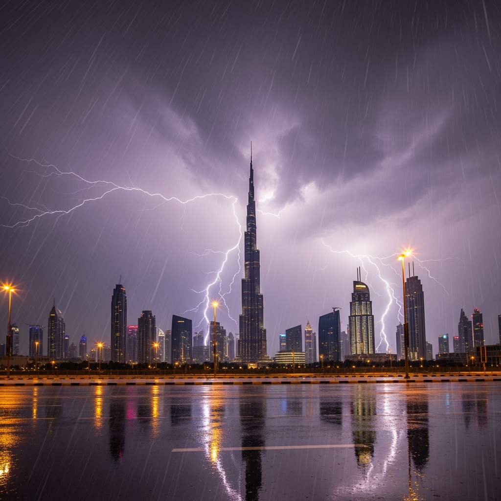 Illustration for: UAE Weather: Thunderstorms and Rain Expected