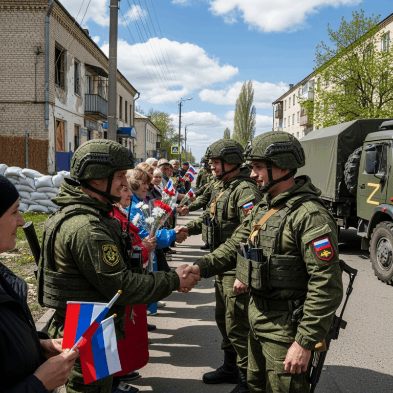 Illustration for: Russian Forces Liberate Towns in Ukraine