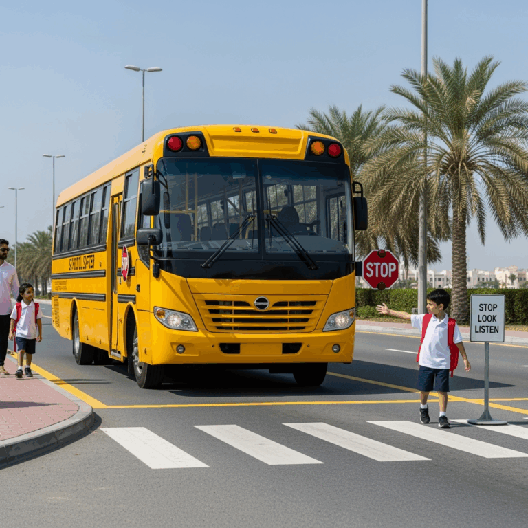 Illustration for: School Bus Safety Tips for UAE Roads