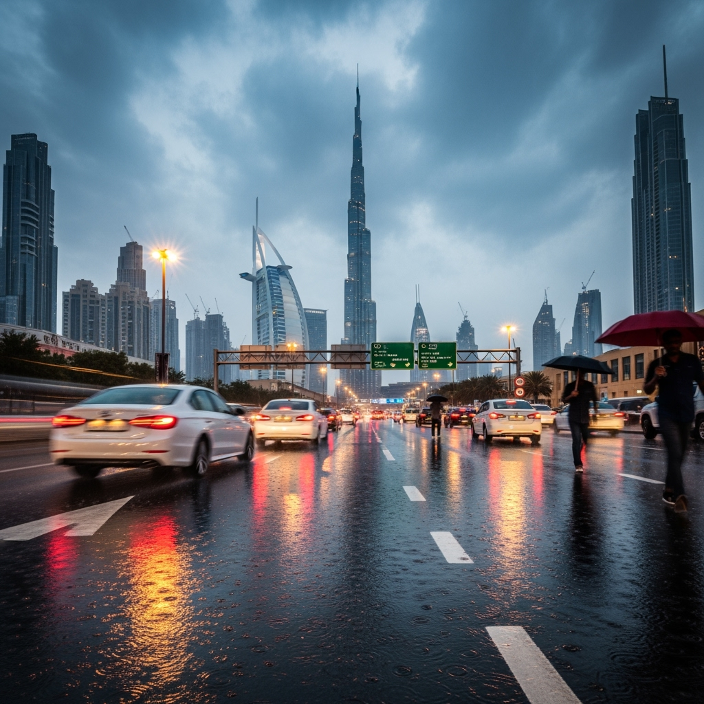Illustration for: UAE Weather: Cloudy Skies and Rain on August 22
