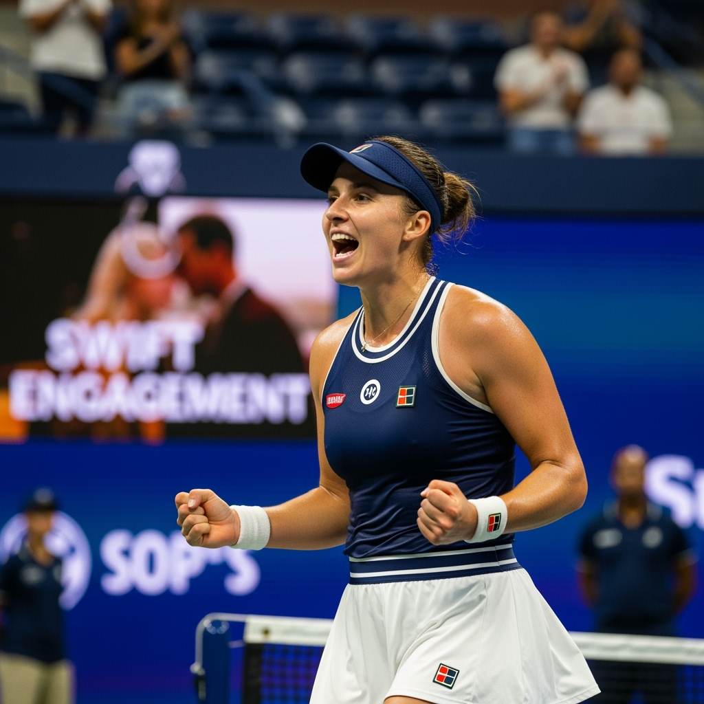 Illustration for: Iga Swiatek Celebrates Swift's Engagement at US Open