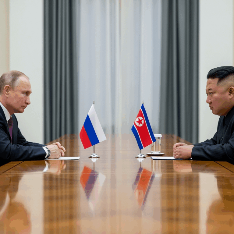 Illustration for: Putin and Kim Jong Un Discuss Bilateral Relations