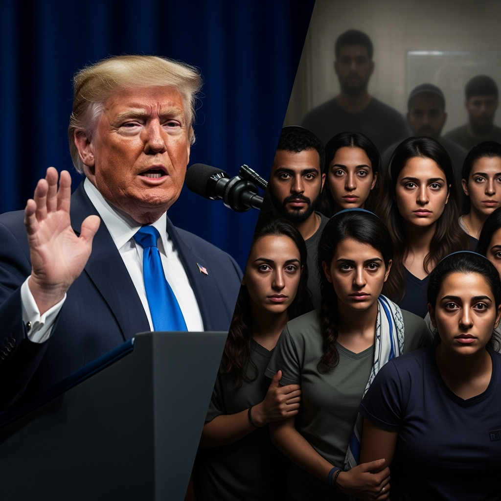 Illustration for: Trump on Israeli Hostages with Hamas