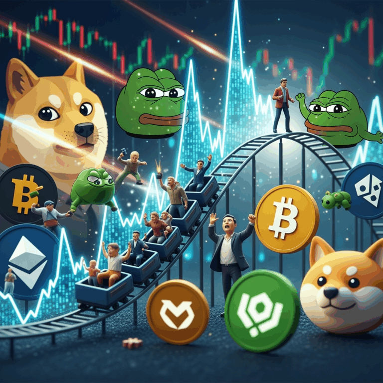 Illustration for: Meme Coins: Thrills, Chaos, and Crypto Culture