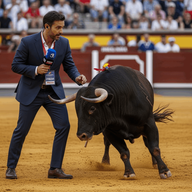 Illustration for: Spanish Reporter Faces Bullfighting Danger