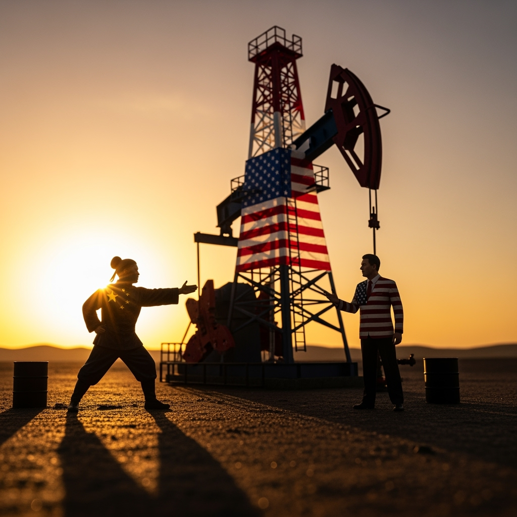 Illustration for: China Opposes U.S. Sanctions on Oil Firms
