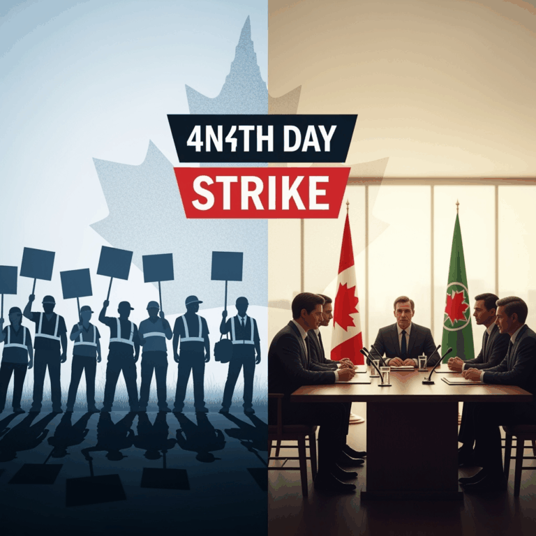 Illustration for: Air Canada Strike: Day 4 and Ongoing Negotiations