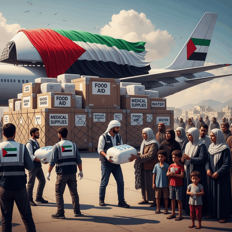 Illustration for: UAE Leads Aid Efforts for Gaza's Humanitarian Crisis