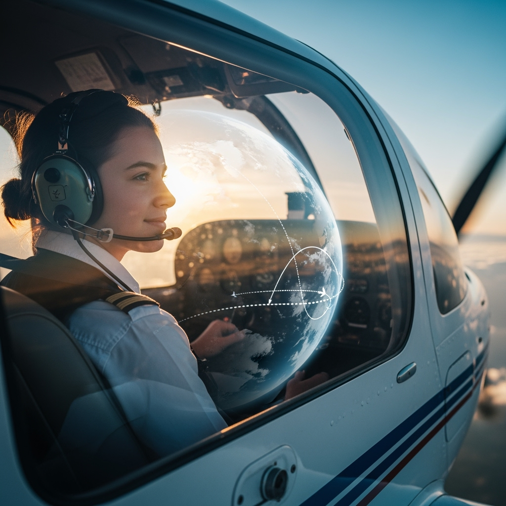 Illustration for: Teen Pilot's Global Adventure: Inspiring Dreams