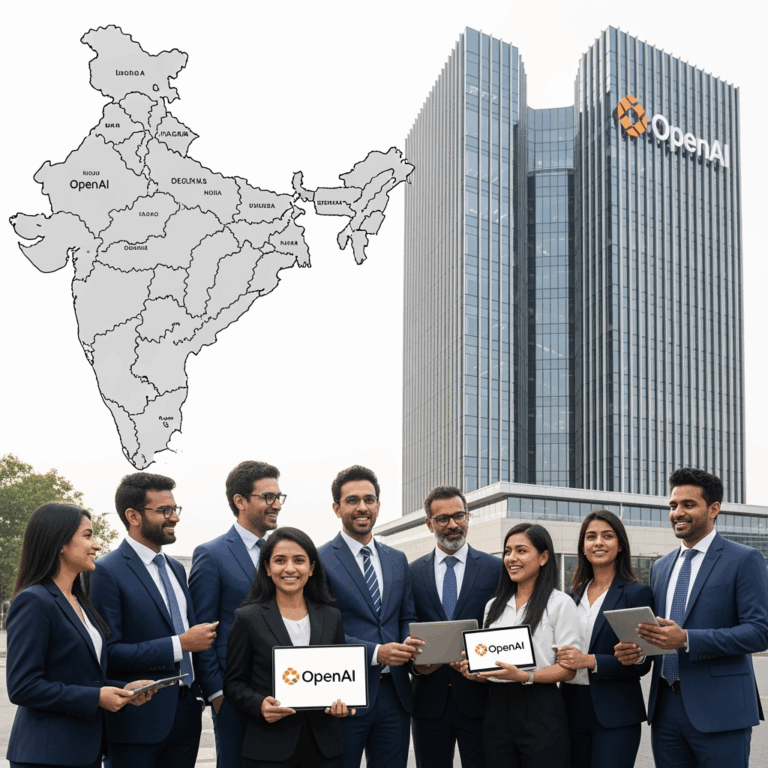 Illustration for: OpenAI Expands to India with New Delhi Office