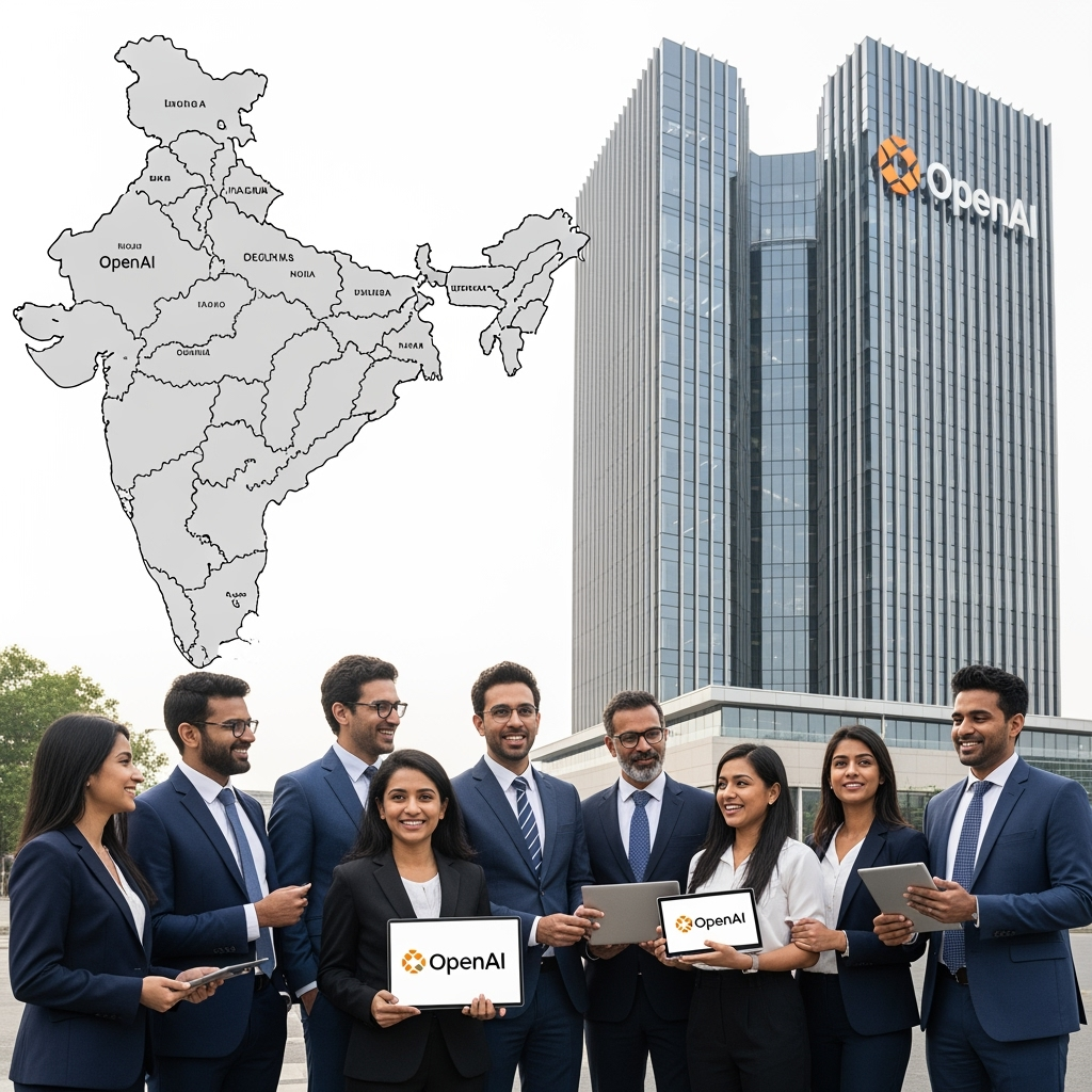 Illustration for: OpenAI Expands to India with New Delhi Office