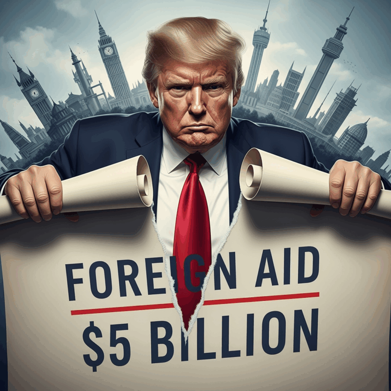 Illustration for: Trump to Cancel $5 Billion in Foreign Aid
