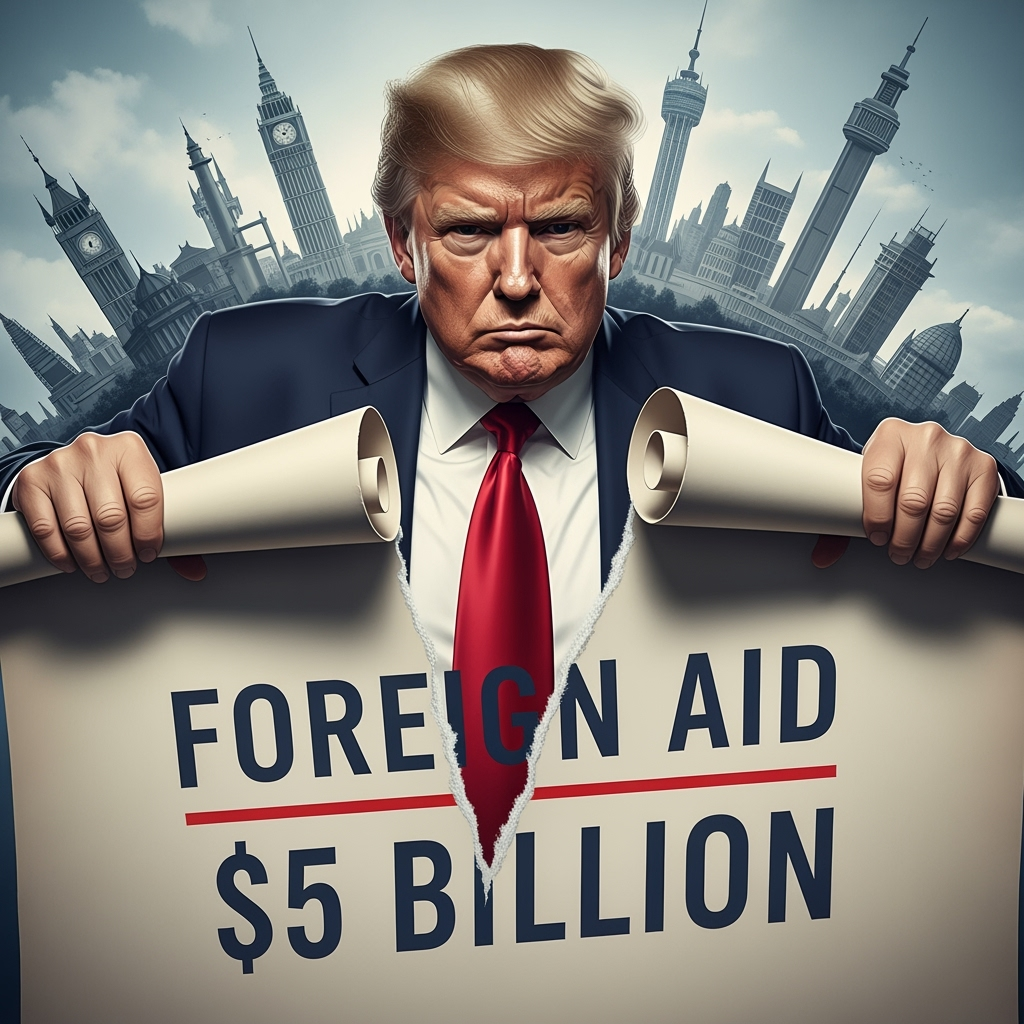 Illustration for: Trump to Cancel $5 Billion in Foreign Aid