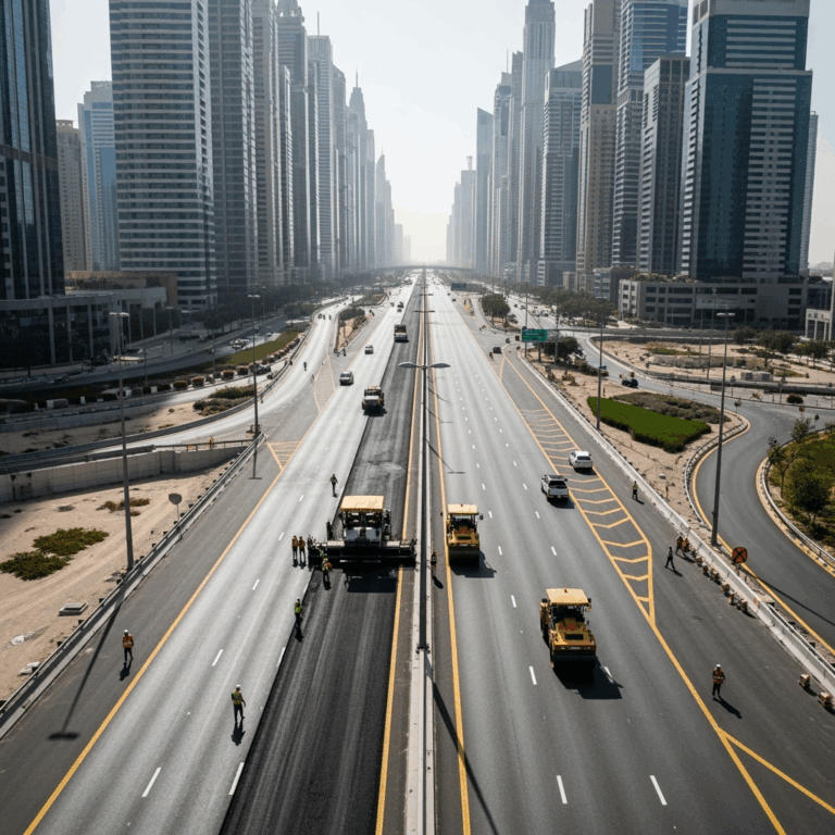 Illustration for: Dubai's Highway Repairs Near Completion