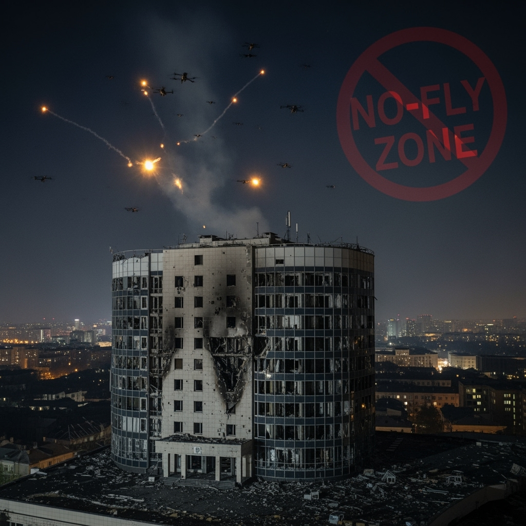 Illustration for: Russian Forces Target Kyiv Drone Centers and Impose Flight Restrictions