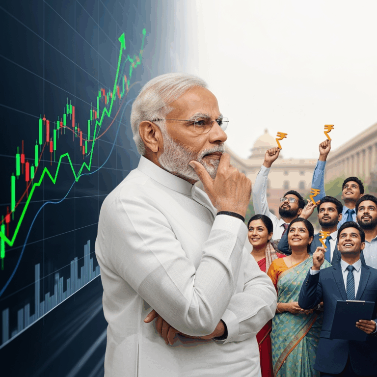 Illustration for: Modi's Major Tax Cuts: Economic and Political Impact