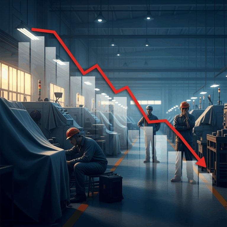 Illustration for: China's Manufacturing Shrinks for Fifth Month