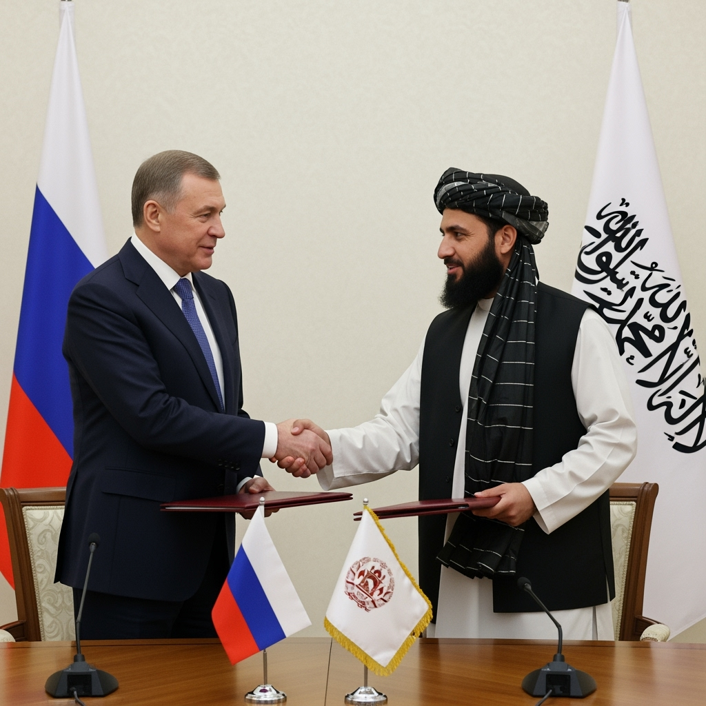 Illustration for: Russia Offers Support to Afghanistan's Taliban